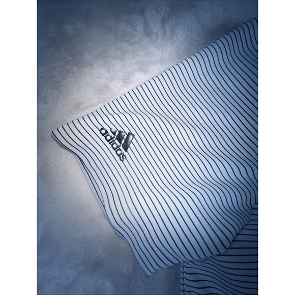 Adidas Golf Polo Shirt Mens size Medium Gray Black Striped Short Sleeve Classic - Picture 3 of 7